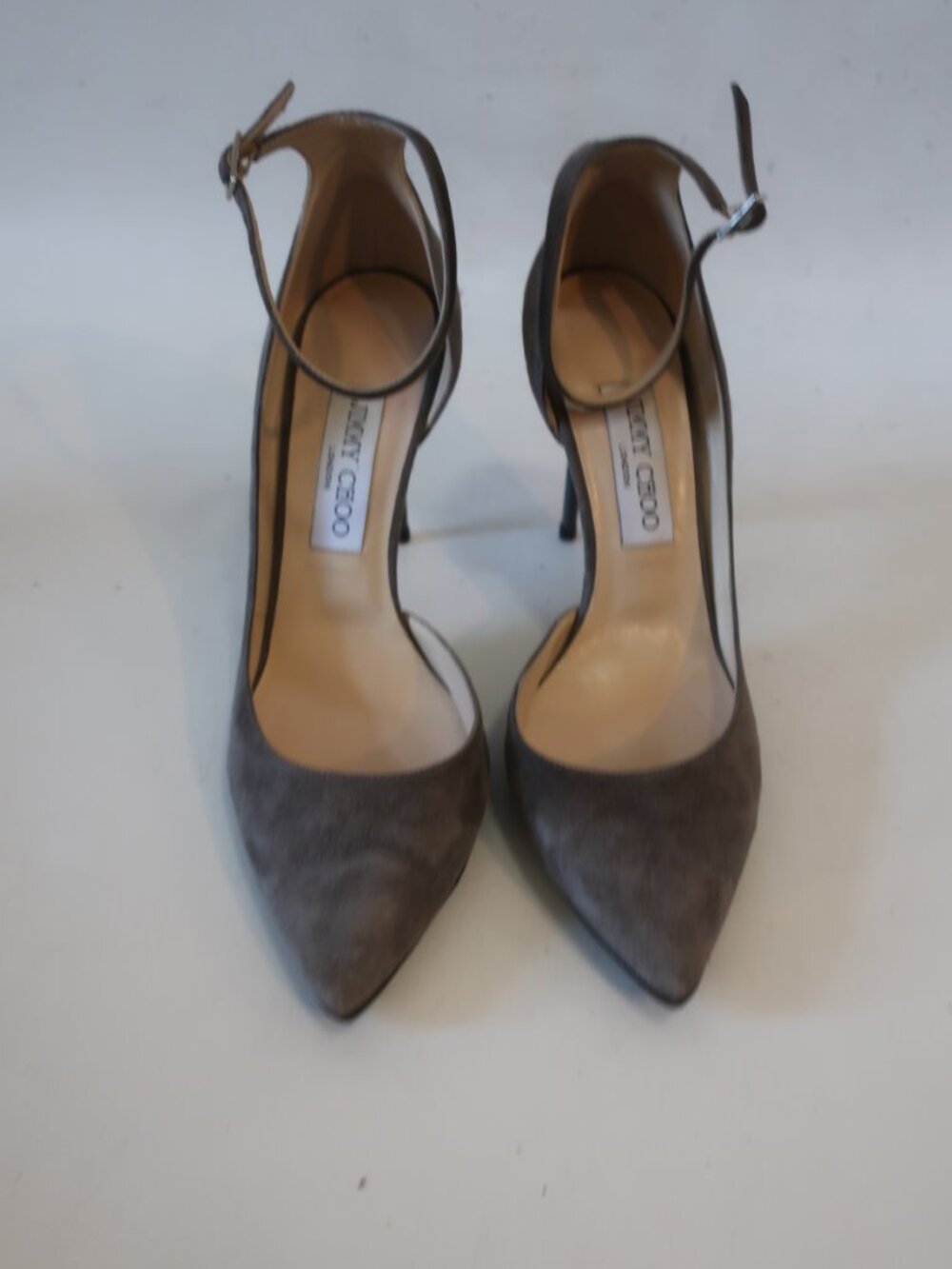 Women Jimmy Choo Gray Suede High Heel Pumps 38 1/2 EU/US 8.5 - Picture 4 of 9